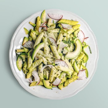 Avocado pasta on a plate, | Free Photo - rawpixel