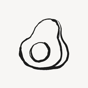 Avocado sticker, fruit doodle in black | Free Vector Illustration - rawpixel