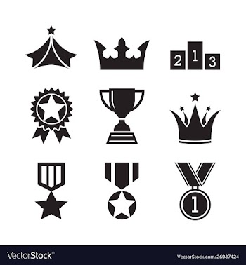 Award icons design set medals and trophy vector image