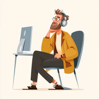 Awe-Inspired Music Producer in Minimalistic Illustration Awe-Inspired Music Producer in Minimalistic Illustration