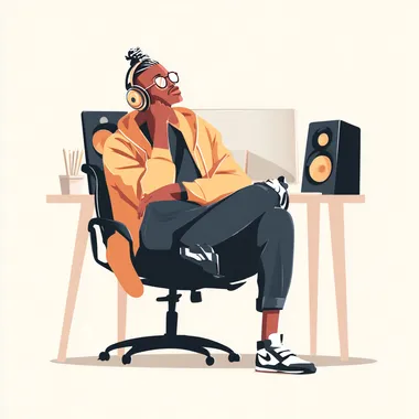 Awe-Inspired Music Producer in Minimalistic Illustration Awe-Inspired Music Producer in Minimalistic Illustration