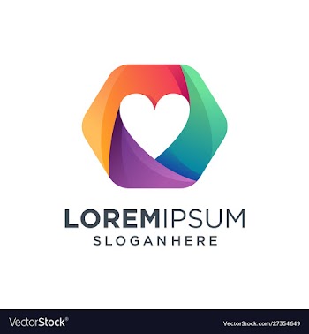 Awesome hexagon love logo design vector image