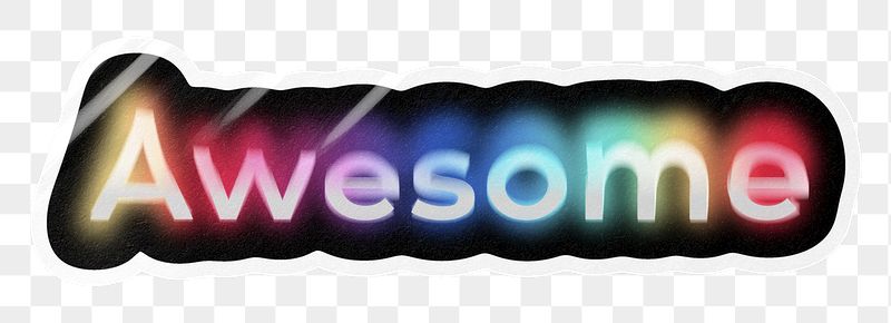 Awesome png word sticker, neon | Free PNG - rawpixel