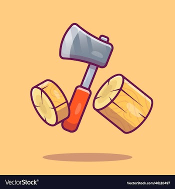 ax splitting wood cartoon