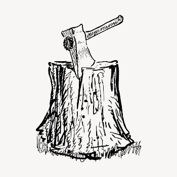 Axe in log clipart, vintage | Free Vector - rawpixel