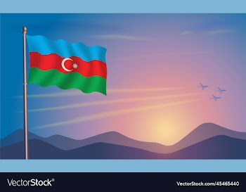 azerbaijan flag in the morning sun