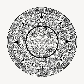Aztec calendar drawing, vintage illustration | Free Vector - rawpixel