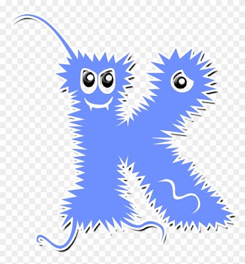 B *✿*monstruitos Azules - K Scary Hairy Monster Initial K Computer Laptop Ipad
