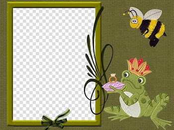 Ba, bee and frog frame transparent background PNG clipart