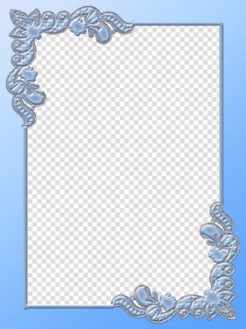 Ba, blue floral frame transparent background PNG clipart