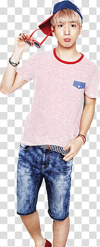 BA, man standing white holding red framed sunglasses transparent background PNG clipart