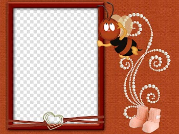 Ba, multicolored bee and frame illustration transparent background PNG clipart