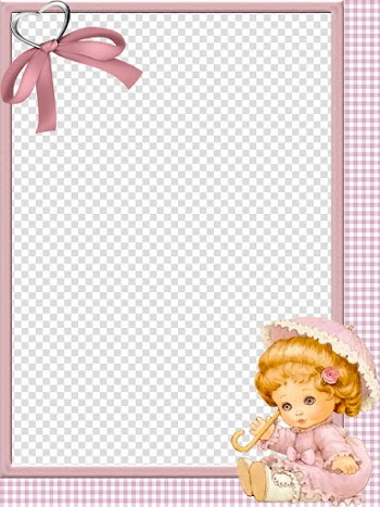 Ba, pink and white gingham frame illustration transparent background PNG clipart
