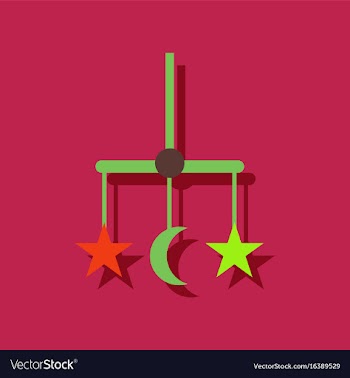 Baby bed carousel icon in sticker style vector image