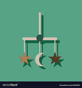 Baby bed carousel icon in sticker style vector image