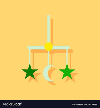 Baby bed carousel icon in sticker style vector image