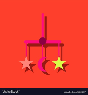 Baby bed carousel icon in sticker style vector image