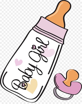 Baby bottle Baby announcement Illustration - Pink baby bottle 