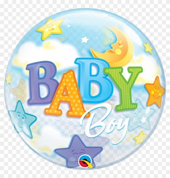 Baby Boy Moon &amp; Stars Bubble Balloon - Baby Boy Bubble Balloon