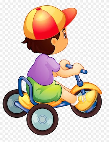 Baby Boy On Bicycle Cartoon Clip Art Images On A Transparent - Baby Boy Cycling Clipart