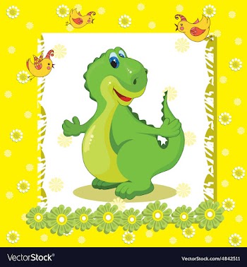 Baby card with a dinosaur on a yellow background vector image
