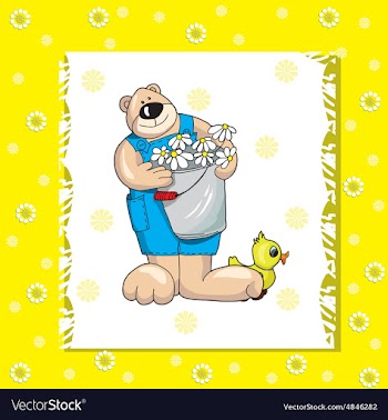 Baby card with teddy bear on a yellow background vector image