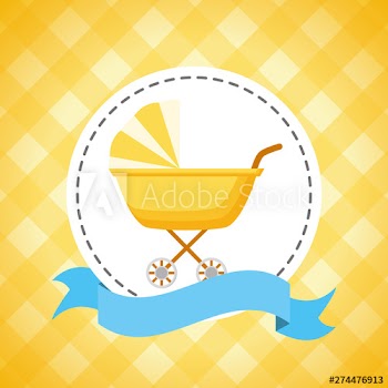 baby carriage decoration baby shower card
