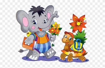 Baby Cartoon Elephants With Flowers Clip Art Images - Baby Cartoon Characters Elephant