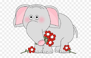 Baby Cartoon Elephants With Flowers Clip Art Images - Pink Baby Elephant Cartoon
