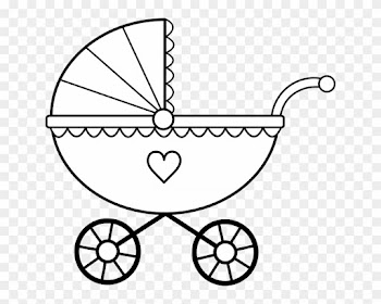 Baby Dinosaur Clipart Black And White - Baby Stroller Coloring Page