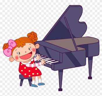 Baby Games Cartoon Illustration - Cartoon Girl Playing Piano