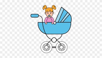 Baby Girl On Carriage Cartoon - Baby Transport