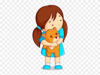 Baby Girl Playing With Teddy Bear - Drawing Of Girl Holding Teddy Bear