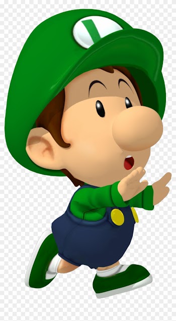 Baby Luigi Runs Away From A Transparent Background - Baby Luigi