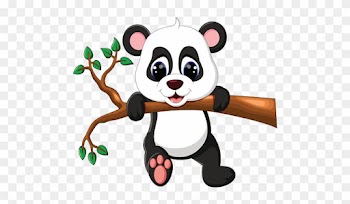 Baby Panda Swining From Bamboo Branch - Cute Baby Panda Cartoons