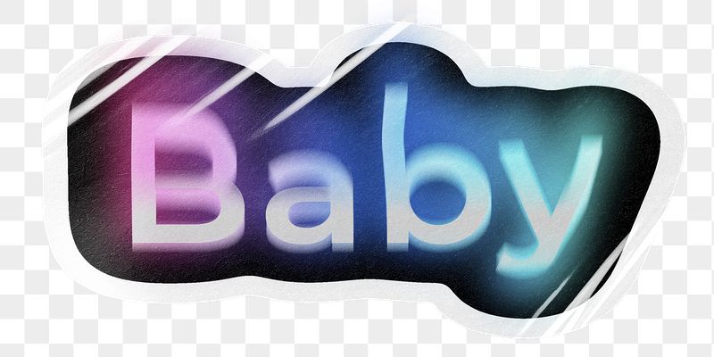 Baby png word sticker, neon | Free PNG - rawpixel