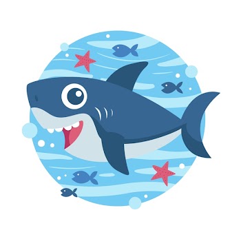 Baby shark in cartoon style concept Free Vector