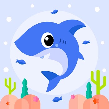 Baby shark in cartoon style Free Vector