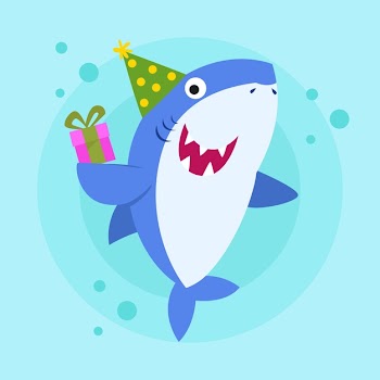 Baby shark in flat design Free Vector