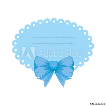 baby shower card with bow and  ribbon