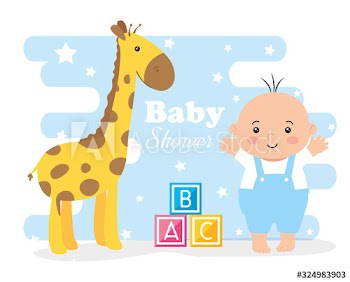baby shower card with little boy and decoration design