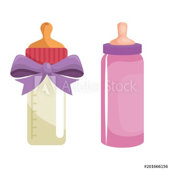 baby shower card with milk bottles design