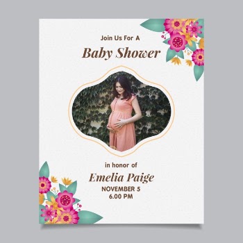 Baby shower invitation template with (girl) Free Vector