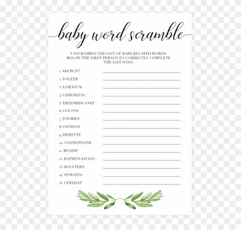 Baby Shower, Printable Baby Word Scramble Game For - Document