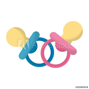 baby shower two pacifier accessories vector illustration