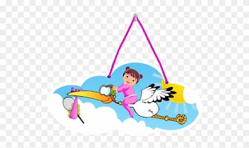 Baby Storch Hängeschild - Girl