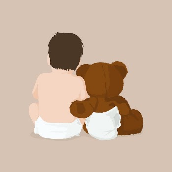 Baby & teddy bear collage | Free PSD Illustration - rawpixel