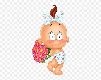 Baby With Flowers - Baby Flower Girl Cartoon