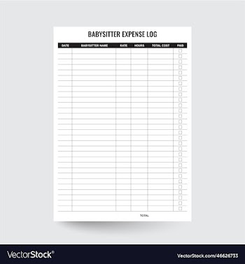 babysitter expense log