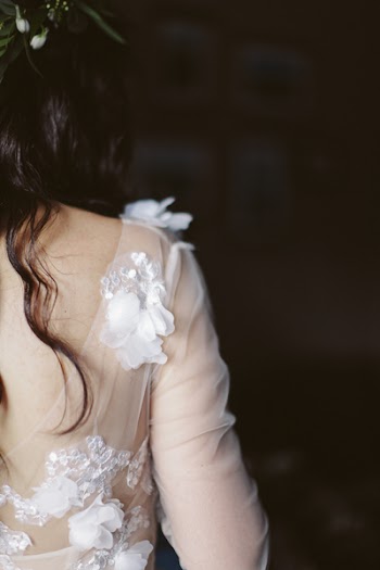Back of Woman Standing Wearing White Sheer Top